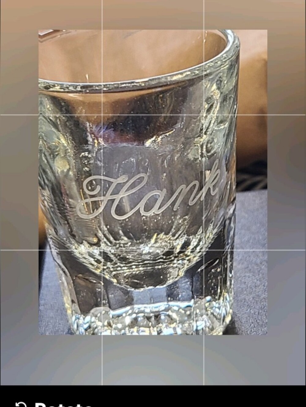 Vintage Clear Glass Shot Glass with 'Hank' Etching